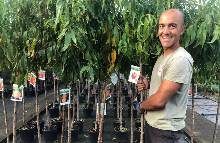 Fabio fra gli alberi da frutta