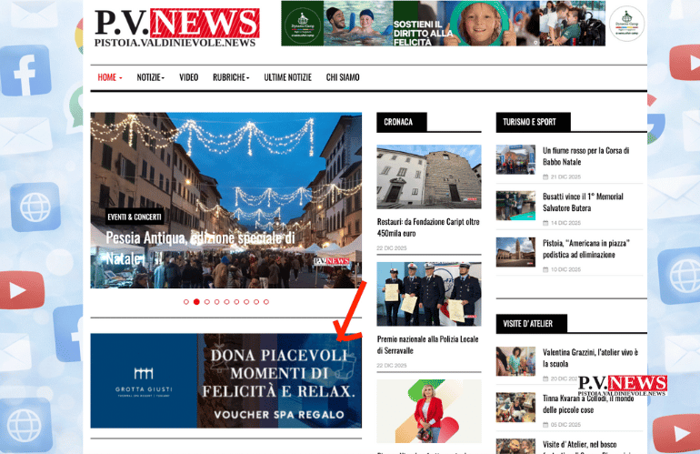 Esempio banner pubblicitario su homepage PV.News