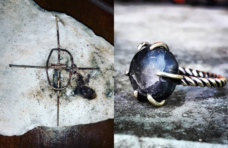 Anello artigianale con pietra naturale realizzato da Alessandro Magnani