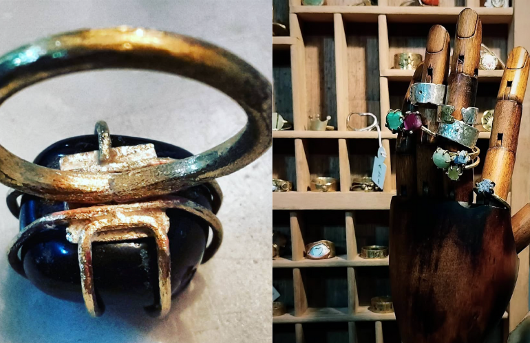 Ciondolo artigianale in metallo inciso a mano da Magnani