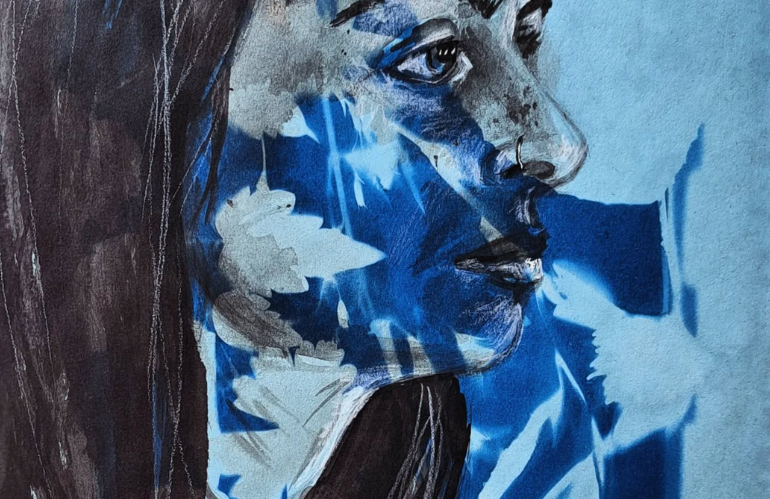 Gesto pittorico e dimostrazione pratica di Valentina Grazzini durante una lezione