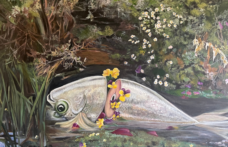 Dettagli degli interni dell’atelier di Barbara Disperati tra affreschi, pavimenti e arredi